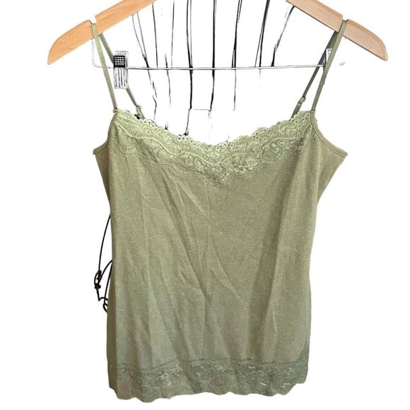 🍑Maurice’s Army Green Lace Trim Adjustable Cami Women's Size Large - Picture 1 of 8